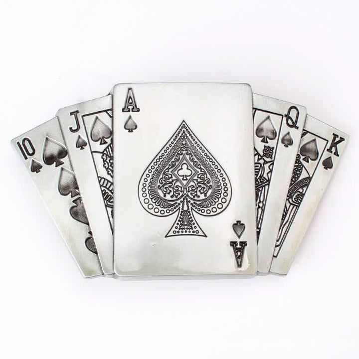 Men's DIY Poker Royal Flush Buckle Leather Belt - image 2