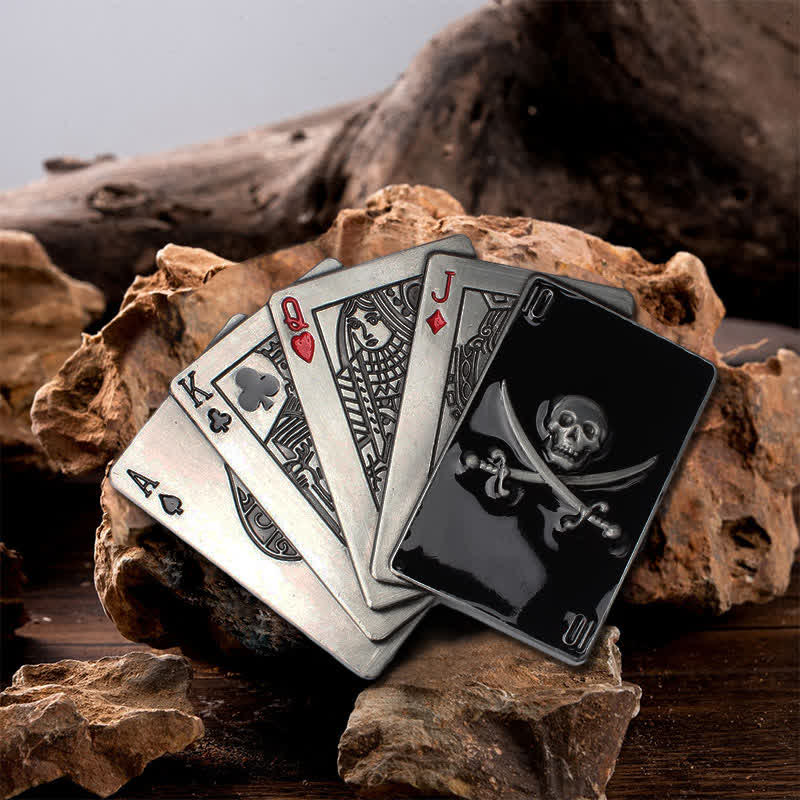 Men's DIY Pirate Skull Poker Flush Buckle Leather Belt - Poker - Without Belt - image 0