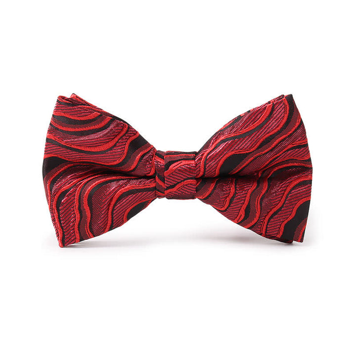Men's Ocean Wave Printed Double Layered Bow Tie - Red - image 0