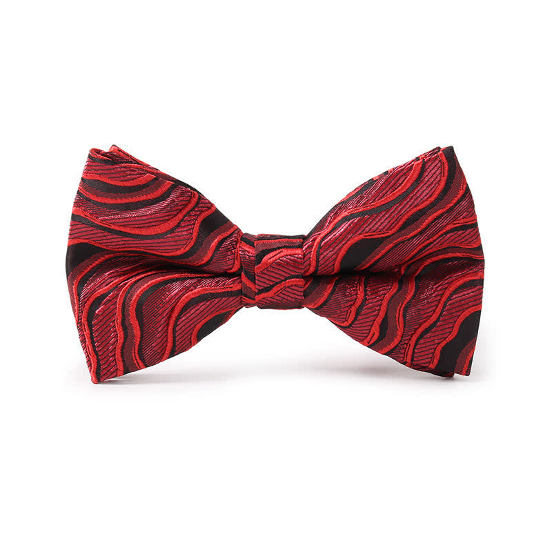 Men's Ocean Wave Printed Double Layered Bow Tie - Red - image 0