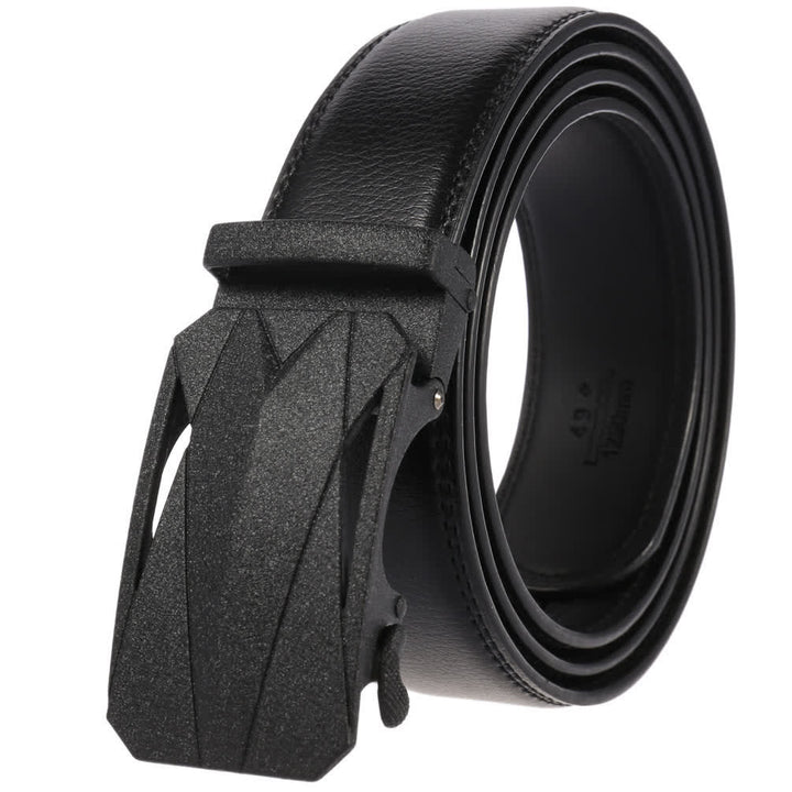 Men's Formal Daily Outdoor Automatic Buckle Leather Belt - Matte Black / Black - 46 - image 7