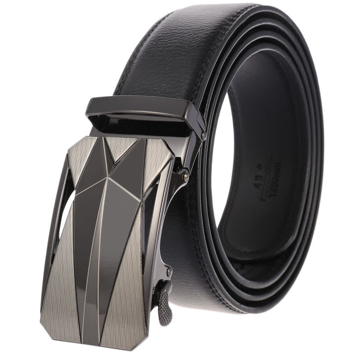 Men's Formal Daily Outdoor Automatic Buckle Leather Belt - Gray / Black - 46 - image 17