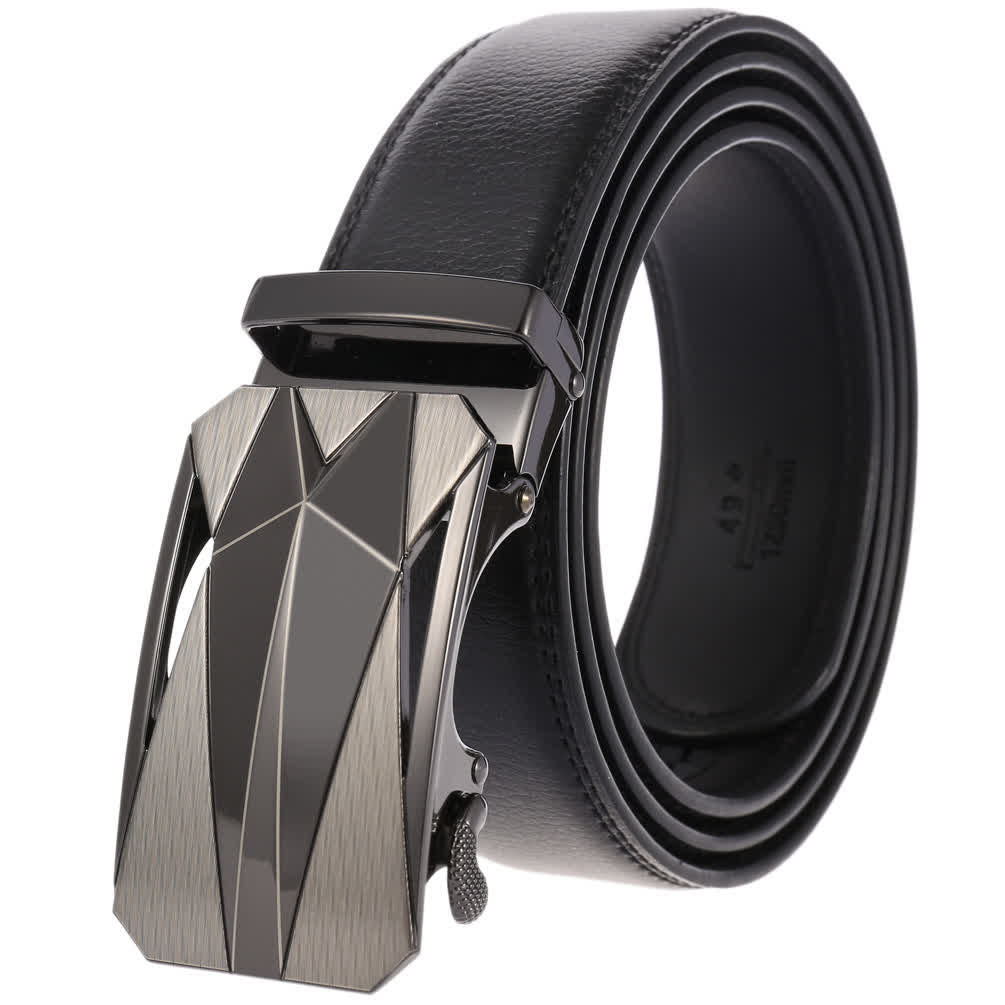 Men's Formal Daily Outdoor Automatic Buckle Leather Belt - Gray / Black - 46 - image 17