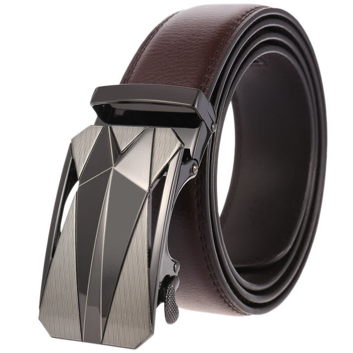 Men's Formal Daily Outdoor Automatic Buckle Leather Belt - Gray / Brown - 46 - image 14
