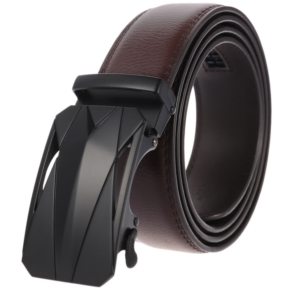 Men's Formal Daily Outdoor Automatic Buckle Leather Belt - Black / Brown - 46 - image 9