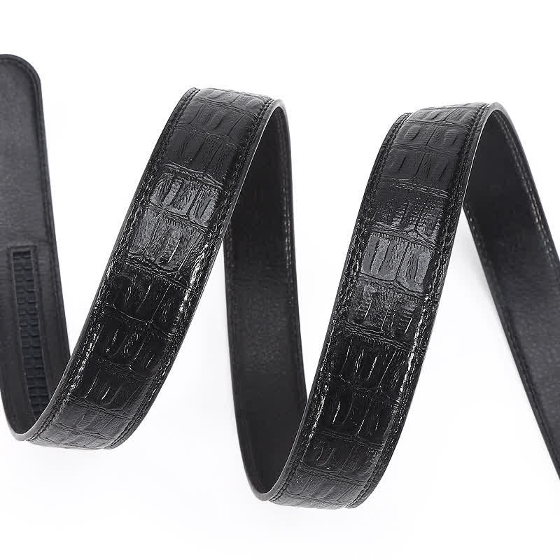 Men's Black & Silver Crocodile Print Automatic Buckle Leather Belt - image 5