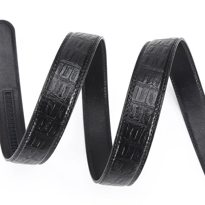 Men's Black & Silver Crocodile Print Automatic Buckle Leather Belt - image 5
