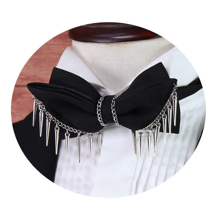 Men's Punk Style Rivet Chain Tassels Bow Tie - image 1