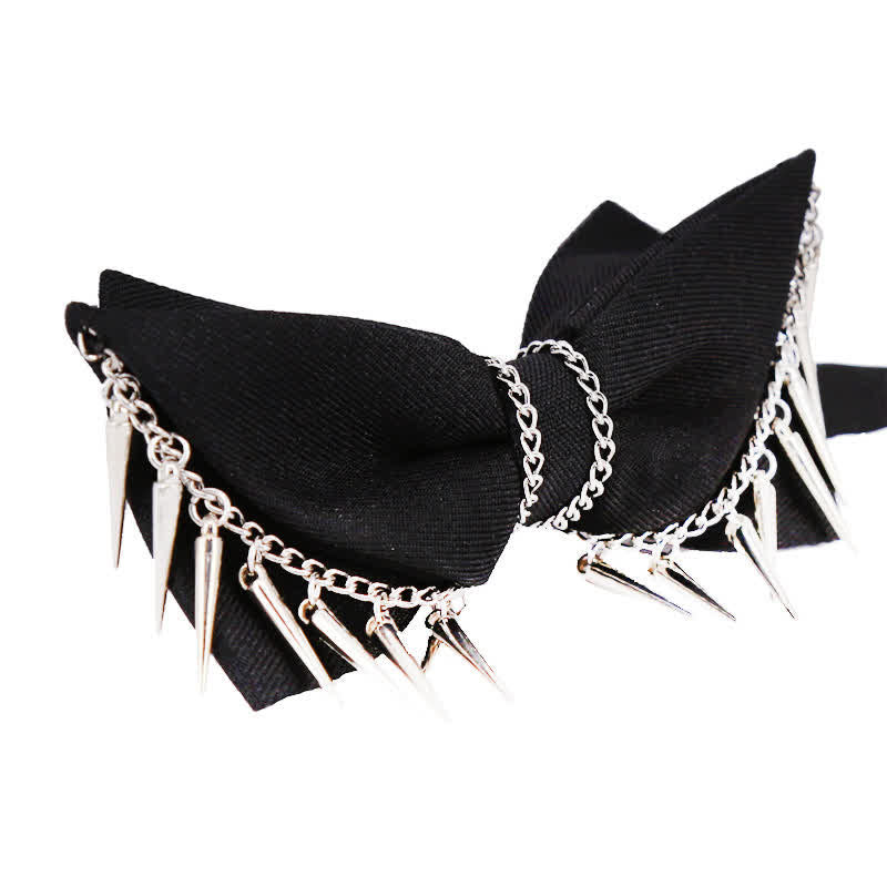 Men's Punk Style Rivet Chain Tassels Bow Tie - image 2