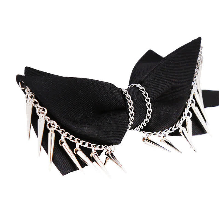 Men's Punk Style Rivet Chain Tassels Bow Tie - image 2