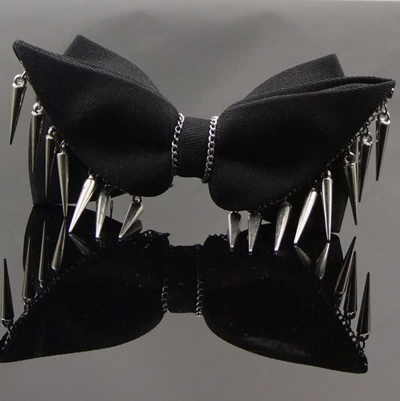 Men's Punk Style Rivet Chain Tassels Bow Tie - image 3