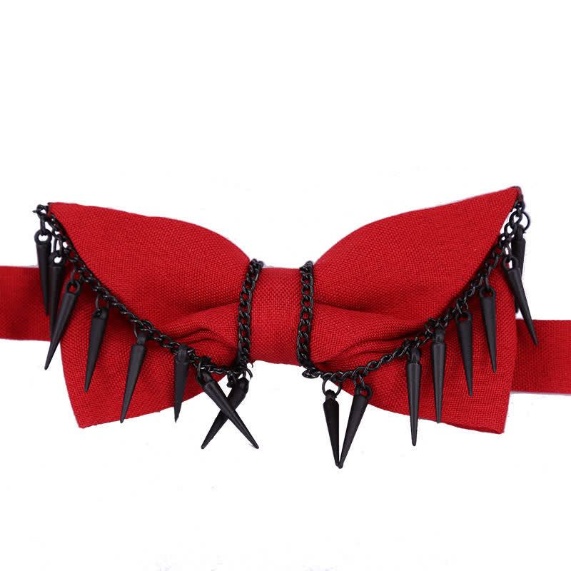 Men's Punk Style Rivet Chain Tassels Bow Tie - image 7