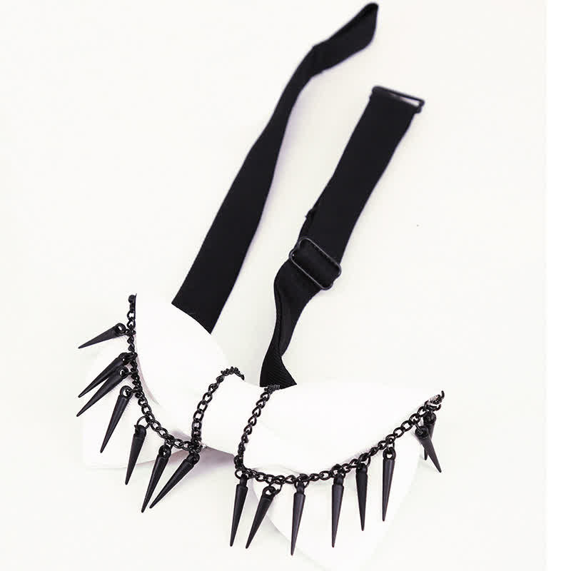 Men's Punk Style Rivet Chain Tassels Bow Tie - image 5