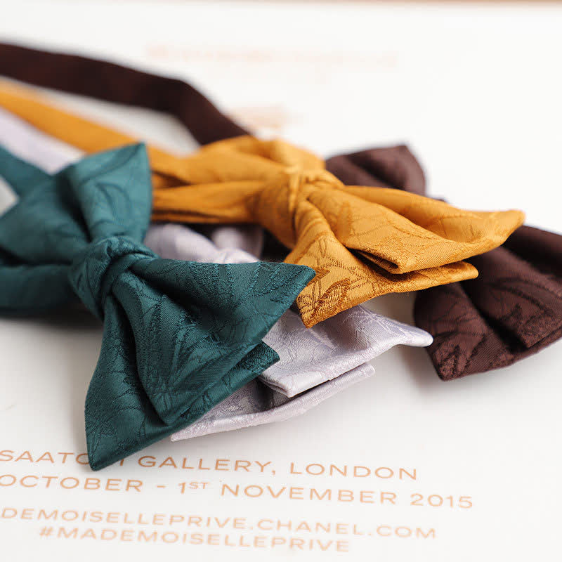 Men's Vintage Novelty Leaves Pattern Bow Tie - image 3