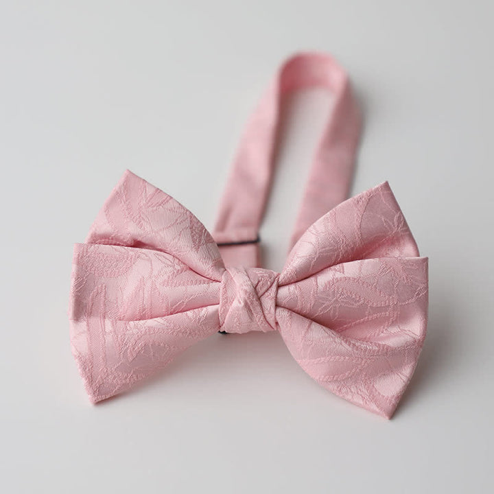 Men's Vintage Novelty Leaves Pattern Bow Tie - Pink - image 11