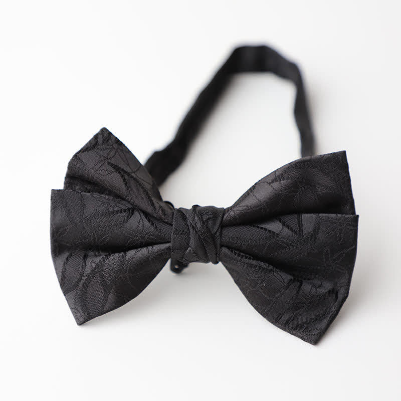 Men's Vintage Novelty Leaves Pattern Bow Tie - Black - image 6