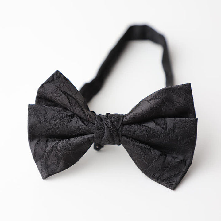 Men's Vintage Novelty Leaves Pattern Bow Tie - Black - image 6