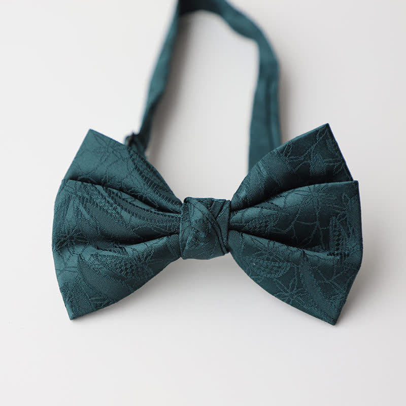 Men's Vintage Novelty Leaves Pattern Bow Tie - Dark Green - image 2