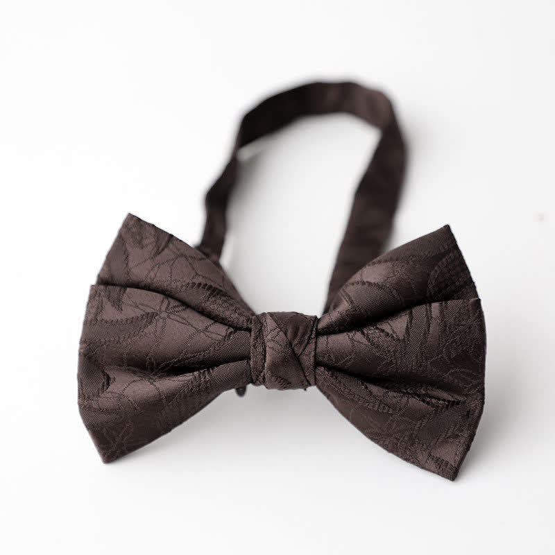 Men's Vintage Novelty Leaves Pattern Bow Tie - Brown - image 7