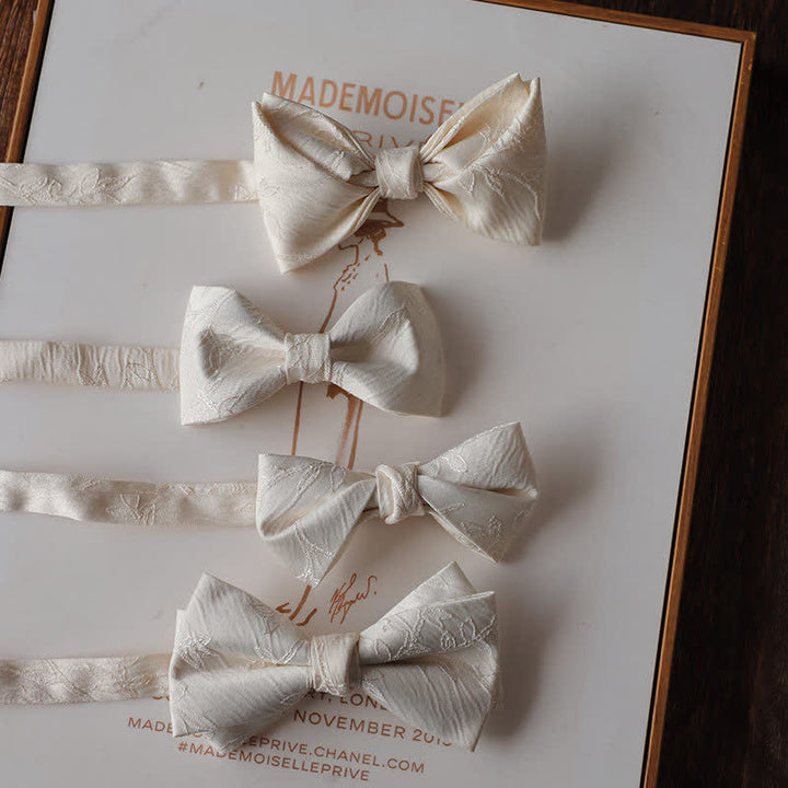 Men's Elegant Ivory White Solid Color Bow Tie - image 0