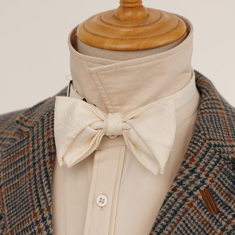 Men's Elegant Ivory White Solid Color Bow Tie - image 1