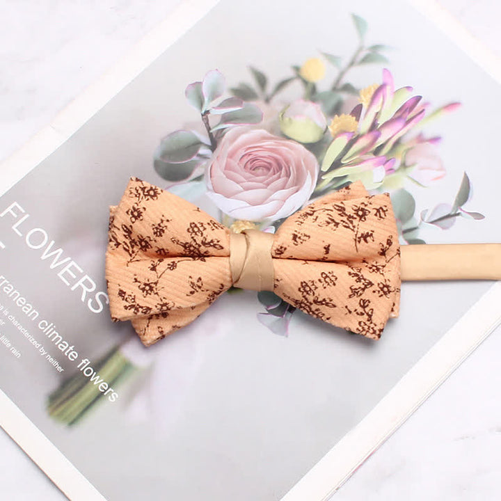 Men's Apricot Delicate Floral Print Bow Tie - Style #5 - image 7