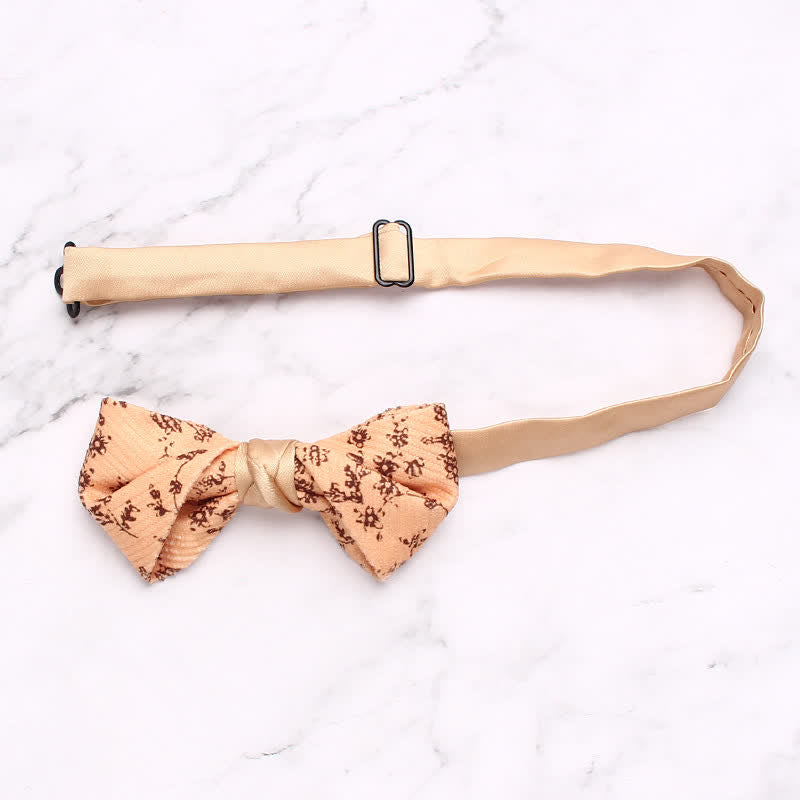 Men's Apricot Delicate Floral Print Bow Tie - image 2