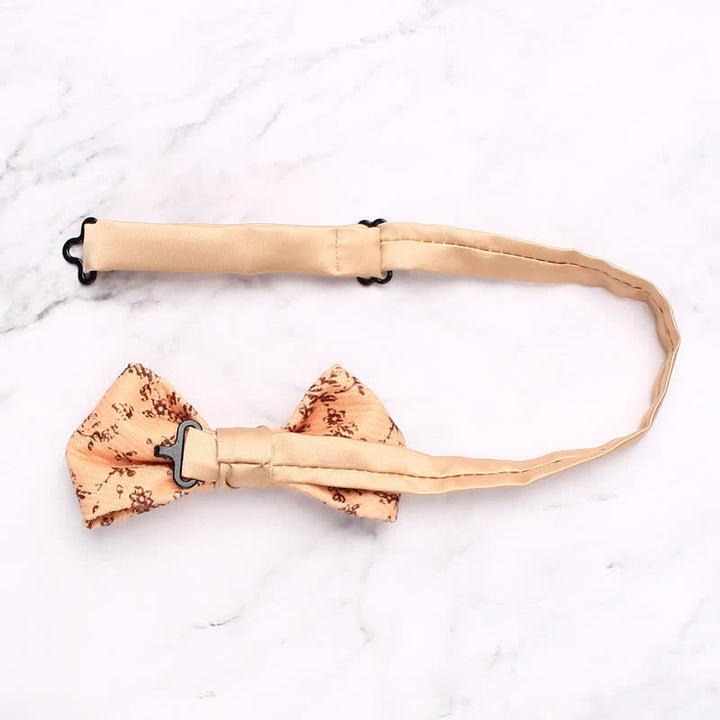 Men's Apricot Delicate Floral Print Bow Tie - image 3