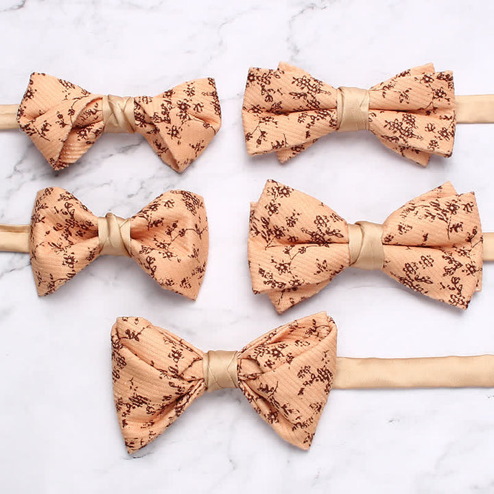 Men's Apricot Delicate Floral Print Bow Tie - image 0