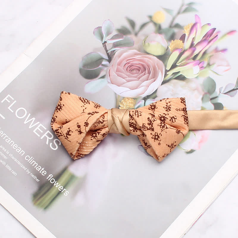 Men's Apricot Delicate Floral Print Bow Tie - Style #1 - image 1