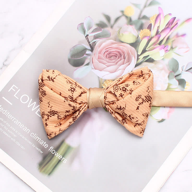 Men's Apricot Delicate Floral Print Bow Tie - Style #4 - image 6