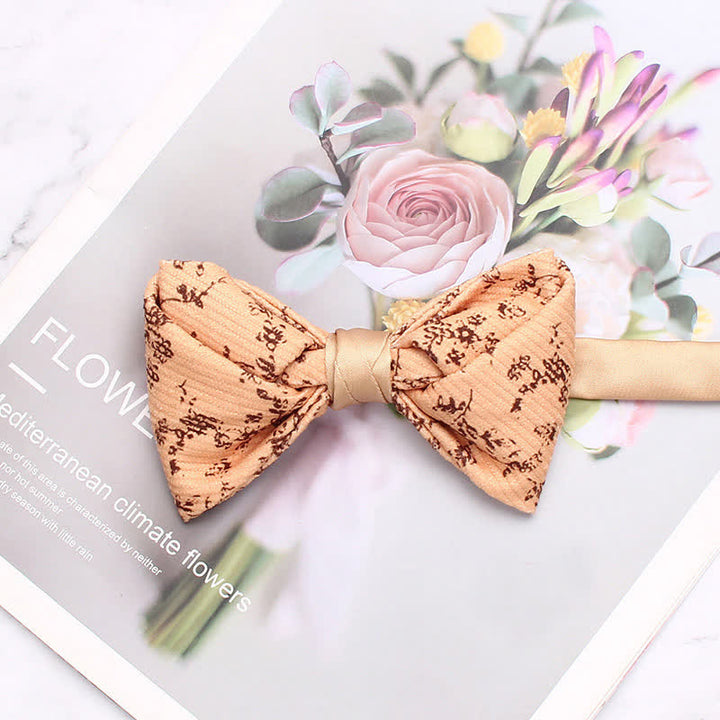 Men's Apricot Delicate Floral Print Bow Tie - Style #4 - image 6