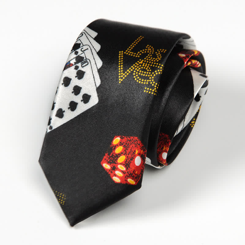 Men's Poker Playing Cards Themed Necktie - Black - image 5