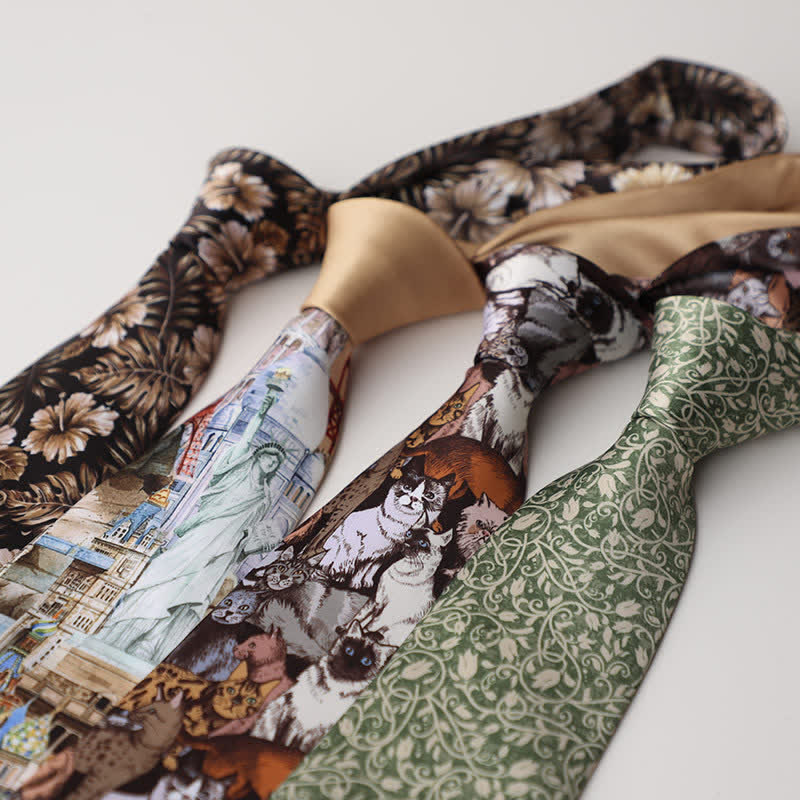 Men's Floral Animal Garden Scene Pattern Necktie - image 2