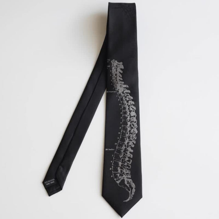 Men's Black Skull Spine Embroidered Necktie - image 6