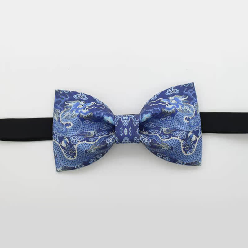 Men's Blue Dragon Totem Cotton Bow Tie - image 1