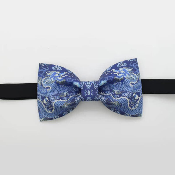 Men's Blue Dragon Totem Cotton Bow Tie - image 1