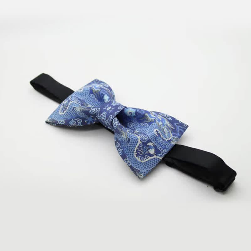 Men's Blue Dragon Totem Cotton Bow Tie - image 2