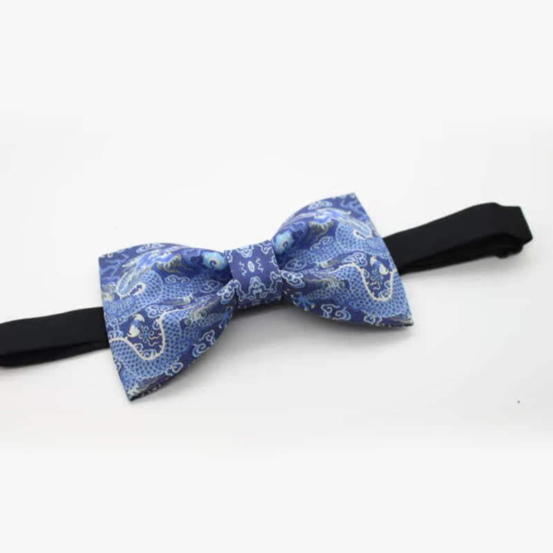 Men's Blue Dragon Totem Cotton Bow Tie - image 3