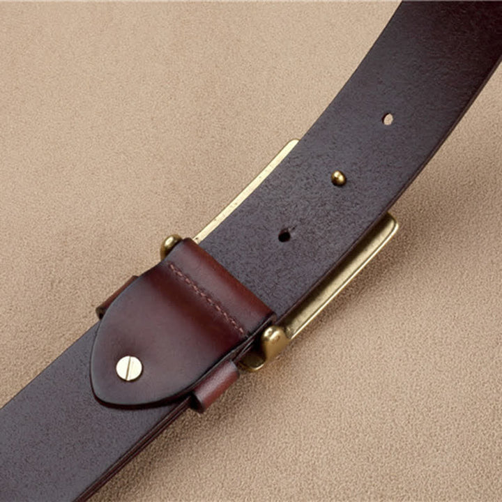 Men's Geometric Checkered Style Leather Belt - image 5