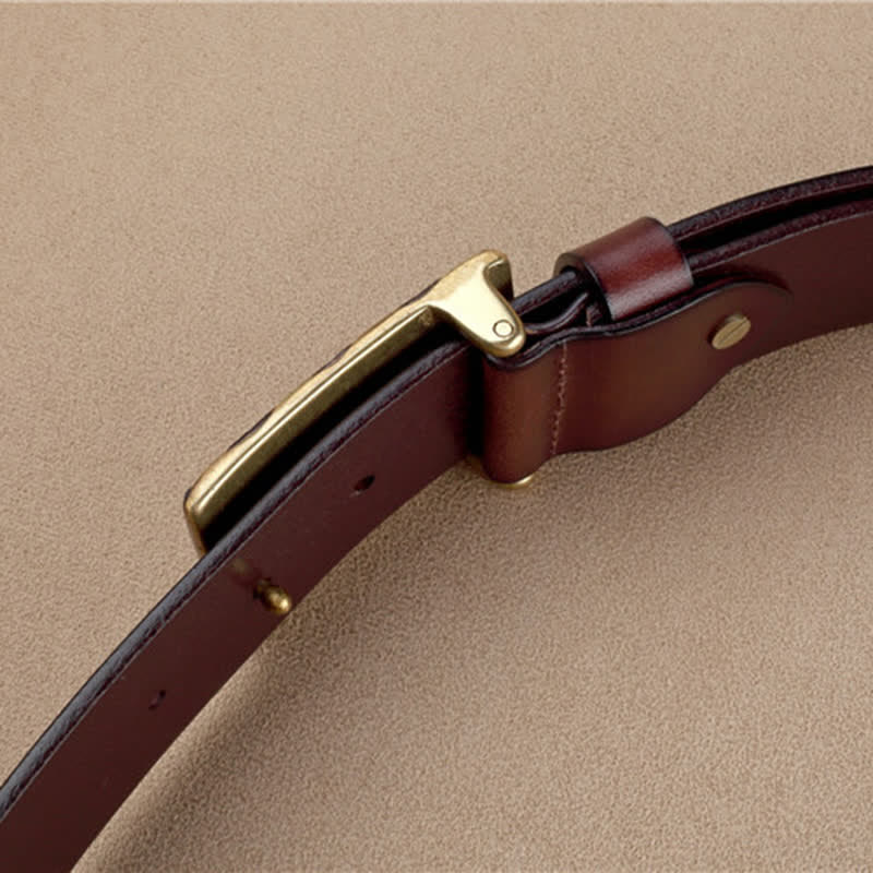 Men's Geometric Checkered Style Leather Belt - image 6