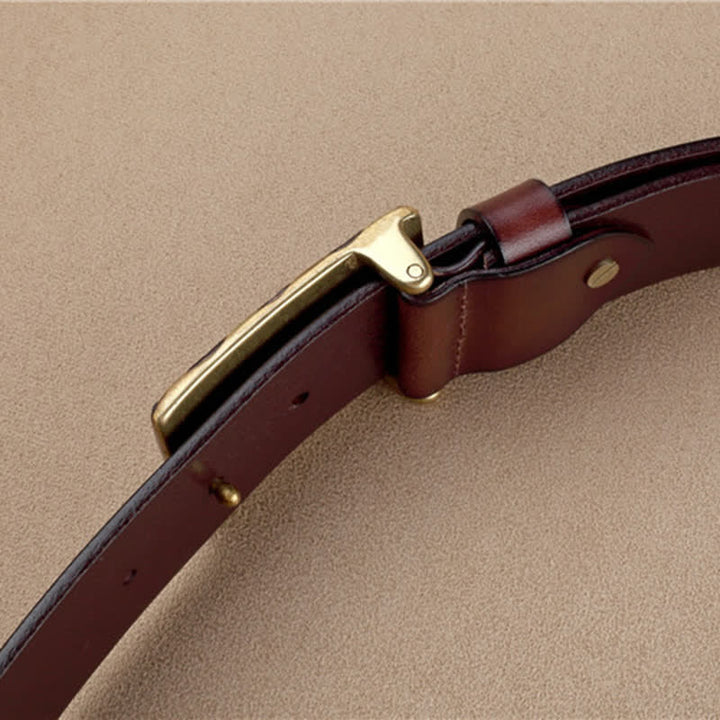 Men's Geometric Checkered Style Leather Belt - image 6