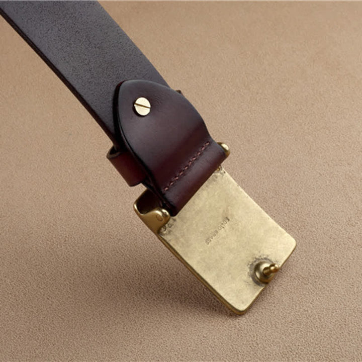Men's Geometric Checkered Style Leather Belt - image 9
