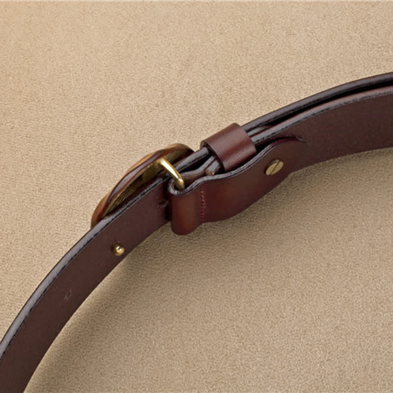 Men's Unique Design 3D Round Buckle Leather Belt - image 7