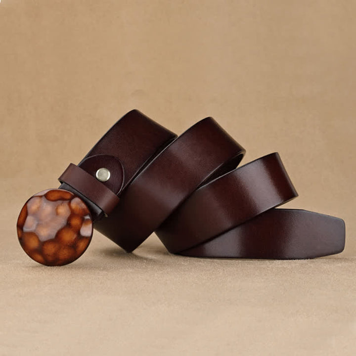 Men's Unique Design 3D Round Buckle Leather Belt - image 3