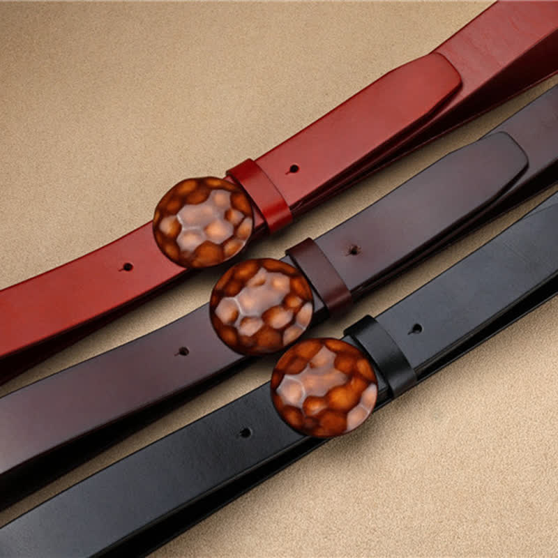 Men's Unique Design 3D Round Buckle Leather Belt - image 1