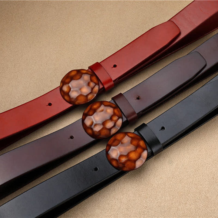 Men's Unique Design 3D Round Buckle Leather Belt - image 1