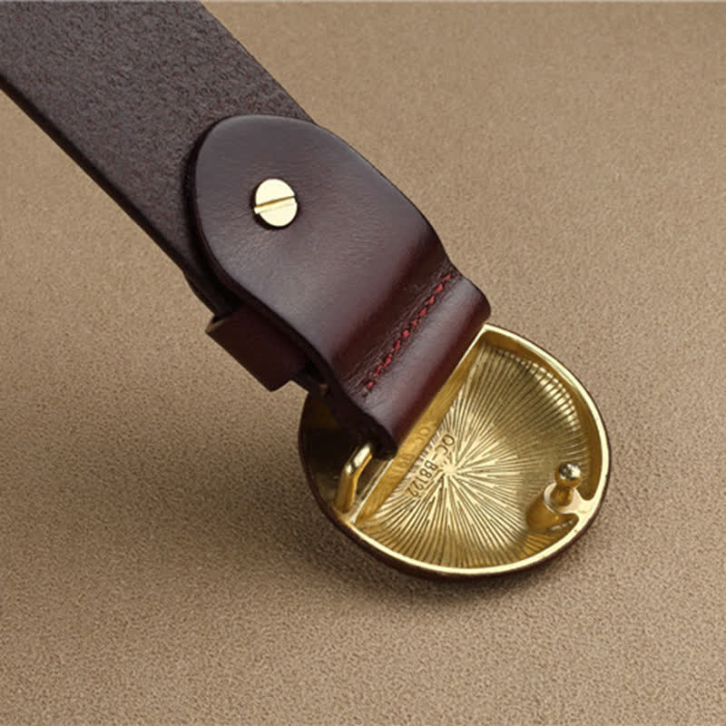 Men's Unique Design 3D Round Buckle Leather Belt - image 10
