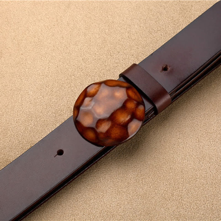 Men's Unique Design 3D Round Buckle Leather Belt - image 5