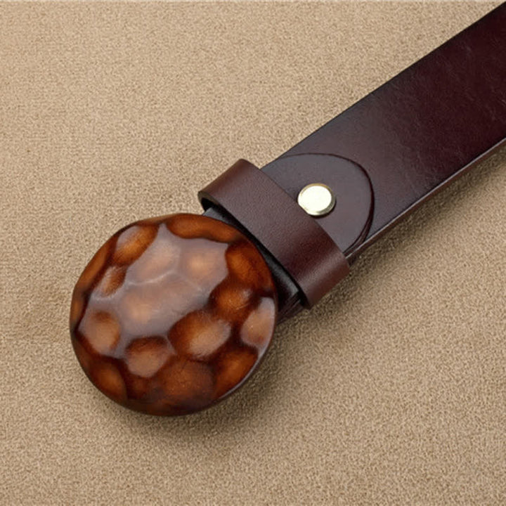 Men's Unique Design 3D Round Buckle Leather Belt - image 9